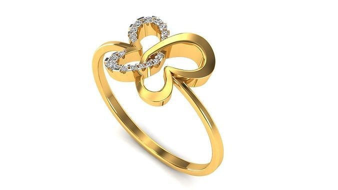 ring - 132 rings wedding engagement jewellery diamond printable gold jewelry butterfly heart double sterling gem platinum jewel precious silver 3D print model - Mito3D