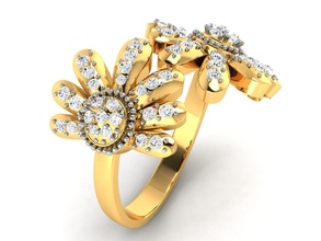 ring - 173 gold jewelry printable wedding engagement platinum diamond brilliant precious gem luxury silver sterling rings flower 3d print model - Mito3D