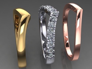ring - 3 check marks 3in1 gold golden woman gem diamond prototyping 3dprinted design printable printing jewel jewellry wedding earring fashion love mark milling jewelry rings 3d print model - Mito3D
