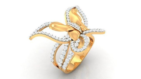 ring - 61 rings cocktail jewelry printable diamond gem butterfly platinum engagement wedding jewellery gold brilliant precious luxury sterling 3d print model - Mito3D