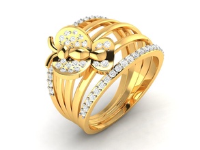 bague 91 or bijoux imprimable mariage engagement platine diamant brillant précieux gemme luxe argent sterling anneaux papillon 3d print model - Mito3D