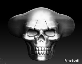 ring -scull jewerly jewelry lion size silver gold 3dprint model 3dsmax stl jewellery printable rings ringscull scull 3d print model - Mito3D