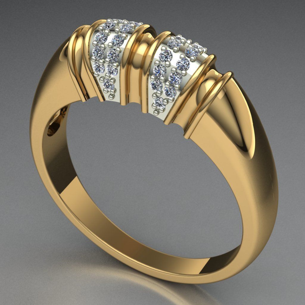 ring 0002 gold jewelry diamond gem rings 3D print model - Mito3D