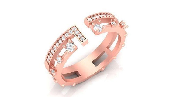 bague 002 bijoux anneaux diamant gemme bijou or argent engagement mariage mode blanc brillant engagem solitaire 3d print model - Mito3D