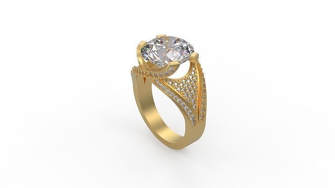 squillare 003 oro gioiello gioielleria argento stampabile diamante donna moda nozze solitario zaffiro rubino amore anelli 3D print model - Mito3D