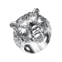 ring 003 bear jewelry jewel gold silver platinum jewellery 3d stl gift biker mens gothic sculp animal man head exclusive rings 3d print model - Mito3D