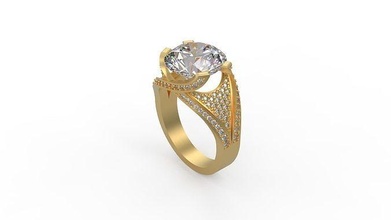 Ring 003 Gold Juwel Schmuck Silber druckbar Diamant Frau Mode Hochzeit Solitär Saphir Rubin Liebe Ringe 3d print model - Mito3D