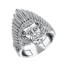 bague 007 injun bijoux 3d de l'anneau joyau or d'argent le platine redskin stl nouvelles cadeau motard style gothique mens visage des indiens l'homme exclusif les anneaux 3d print model - Mito3D