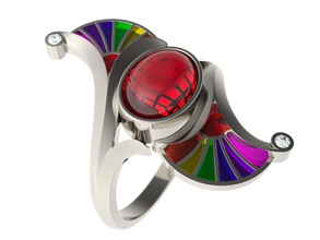 anillo 0124 la joyería moda de oro gem imprimible el esmalte los anillos 3d print model - Mito3D