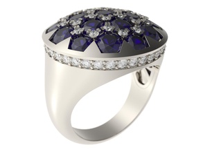 ring 0125 jewelry jewellery fashion printable diamond cad gem gold beauty sapphire platinum lady rings 3d print model - Mito3D