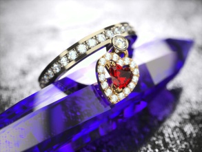 anel 0156 jóias st valentine de diamante coração printable ouro anéis 3d print model - Mito3D