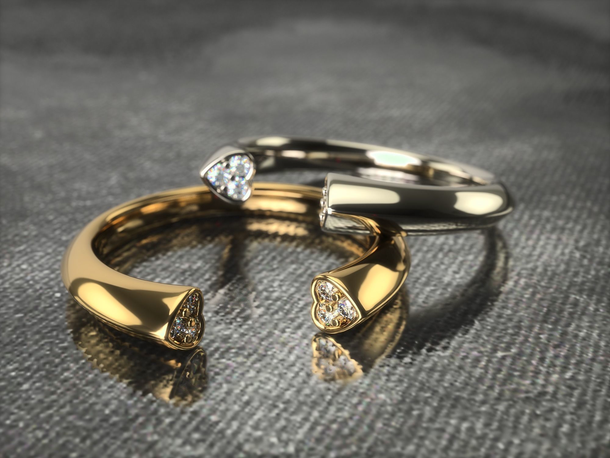 anillo 0157 la joyería moda de diamante engagem imprimible oro el y belleza compromiso corazón amor los anillos 3D print model - Mito3D