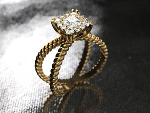 ring 0171 jewelry printable apparel engagem jewellery diamond gold rings 3d print model - Mito3D