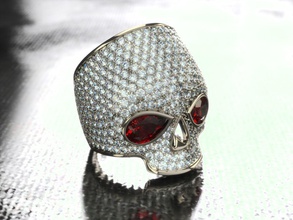 ring 0202 jewelry head mask face skull jewellery ruby diamonds punk gold rings 3d print model - Mito3D
