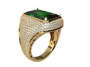 anillo 0209 la joyería de oro lujo moda brillante accesorio imprimible prendas vestir decoración esmeralda diamante los anillos 3d print model - Mito3D