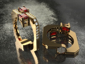 ring-0224 Schmuck bedruckbar ist Zwillinge gold ring Mode emerald Ringe 3d print model - Mito3D