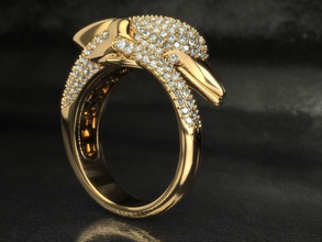 ring 0227 jewelry shining luxury fashion printable gold apparel dolphin gem wedding jewel precious rings 3d print model - Mito3D