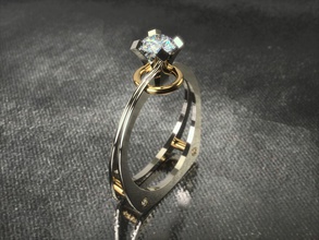 anel 0233 jóias a moda printable de diamante o engajamento design ouro anéis 3d print model - Mito3D