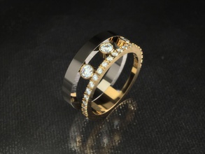 anello 0239 gioielli oro matrimonio stampabile lucente di lusso disco platino preziosi diamanti anelli 3d print model - Mito3D