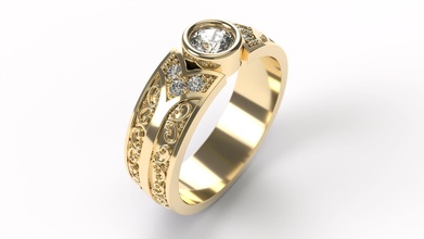 ring 0256 size 17-5 jewelry precious gold platinum wedding luxury engagement printable diamond fashion brilliant beauty vintag brillant solitair rings cad 3d print model - Mito3D