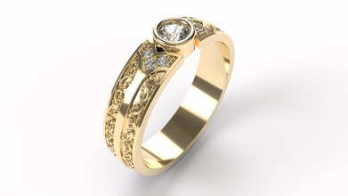 ring 0256 size 21-5 jewelry precious gold platinum wedding luxury engagement printable diamond fashion brilliant beauty vintag brillant solitair rings cad 3d print model - Mito3D