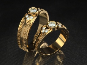 bague 0256 tailles 14 23 bijoux précieux or platine mariage luxe engagement imprimable diamant mode brillant beauté vintag solitaire anneaux goujat 3d print model - Mito3D