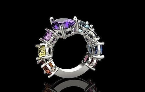Ring 10426 Ringe Ohrring Farbe Stein Gold Silber Weiß Diamant Hochzeit Engagement Schmuck druckbar Juwel 3d print model - Mito3D