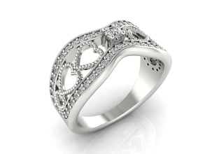 ring 118 minimalism minimalizm gold silver jewellery jewelry printable engagement fashion wedding luxury easy light brand new heart diamond rings 3d print model - Mito3D