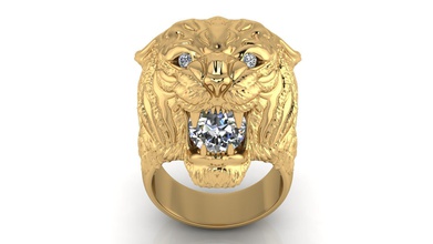 ring 11 big tiger jewelry diamond carerra jewellery gold precious 3d printable wax cadcam milling new silver rings top men man panthera 3d print model - Mito3D