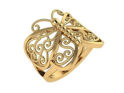 ring 120 butterfly acessories jewelry fashion gold white yellow printable rings 3d print model - Mito3D