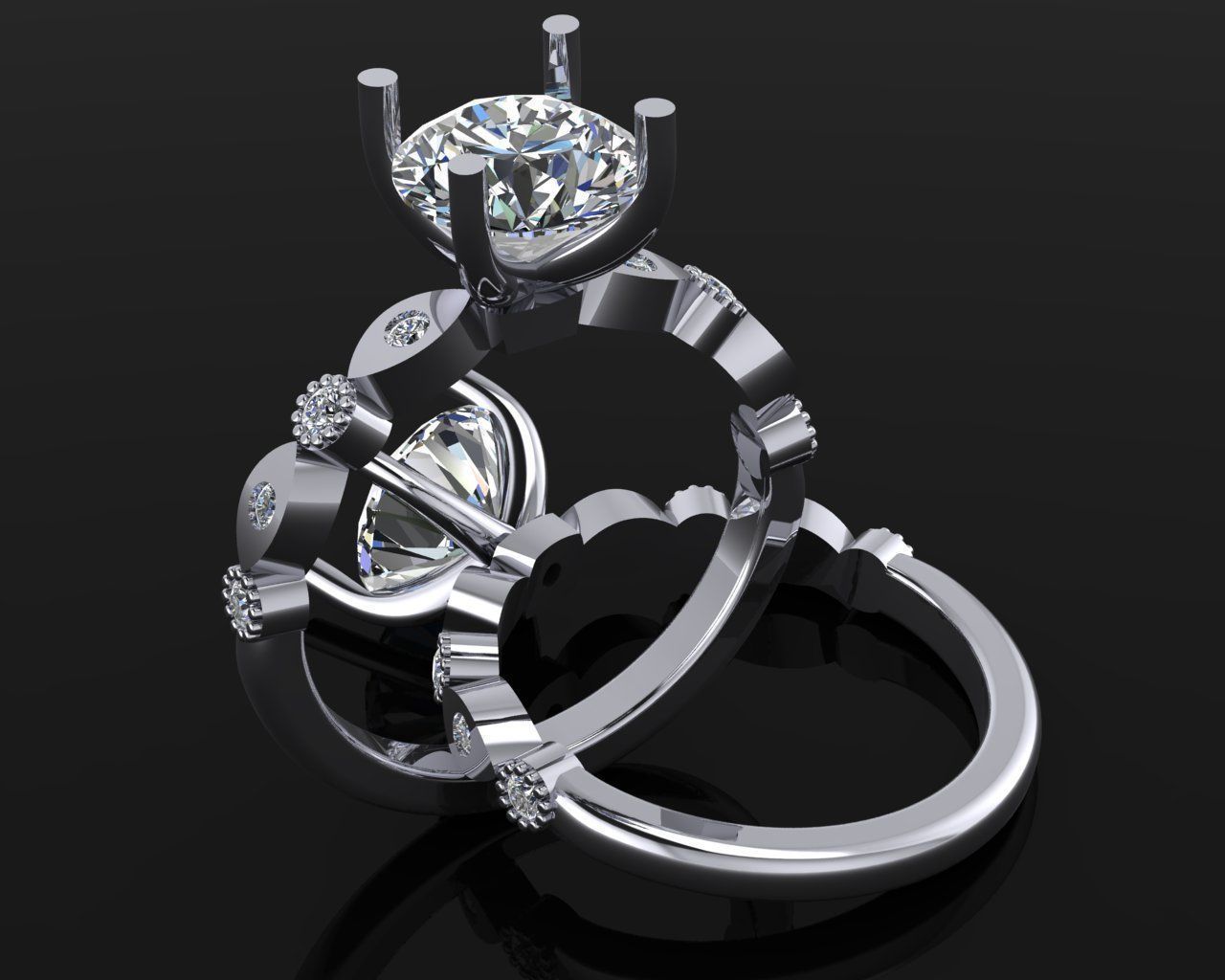 ring 12 jewelry luxury elegant gem gold silver wedding diamond earring bracelet necklaces pendant rhinoceros accessory beauty fashion design jewel rings 3D print model - Mito3D