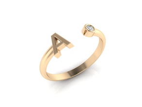 bague 125 minimalisme or argent bijoux imprimable engagement mode mariage luxe facile lumière marque initiale initiales lettres alphabet anneaux 3d print model - Mito3D