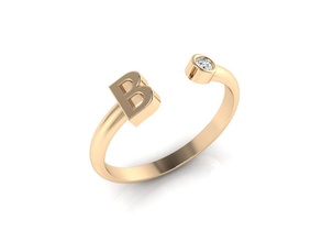 anillo 126 minimalismo oro plata joyería joya imprimible compromiso moda boda lujo fácil ligero inicial iniciales letras alfabeto anillos 3d print model - Mito3D