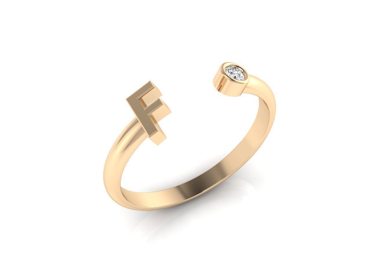 ring 130 Minimalismus minimalizm gold Silber Schmuck bedruckbar ist engagement Mode Hochzeit Luxus einfach Licht Marke neue initial Initialen Briefe alphabet Ringe 3D print model - Mito3D