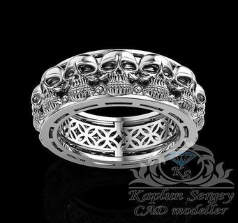 squillare 13 scimmie skuul oro argento gioielleria gioiello anelli 3d print model - Mito3D