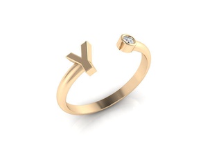 anillo de 149 el minimalismo minimalizm oro la plata joyería imprimible compromiso moda boda lujo fácil luz marca nuevo inicial iniciales letras alfabeto los anillos 3d print model - Mito3D