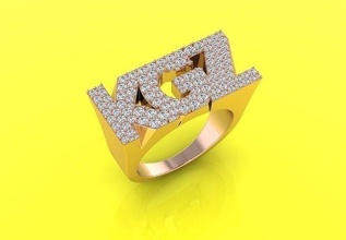ring 168 kgz rings gold jewellery jewelry fashion luxury alphabet elsty letter shine jewel gem diamond hip hop 3d print model - Mito3D