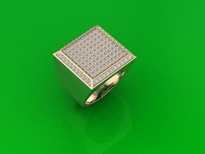 anillo 172 oro joyería joya moda lujo anillos brillar elsty alfabeto compromiso boda diamante cuadrado cuarde impresora hombre 3d print model - Mito3D