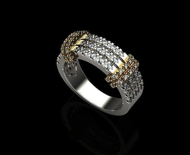 bague 1809 or argent diamant gemme bijou bijoux imprimable engagement mariage platine sterling mode engagem brillant goujat anneaux 3d print model - Mito3D