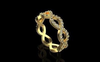 Ring 1857 Ringe Ohrring Gold Silber Weiß Diamant Hochzeit Engagement Schmuck Juwel Sterling 3d print model - Mito3D