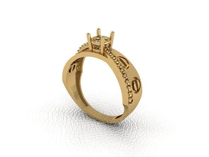 bague 191 or mariage bijou bijoux mode beauté diamant pendentif fiançailles platine imprimable engagement 3D print model - Mito3D