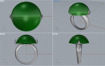 ring 1 stone jewelry gold printable rings 3d print model - Mito3D