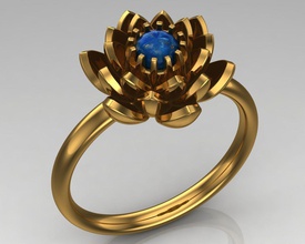 anillo de 20 lotus la joyería oro plata flor loto compromiso moda imprimible joya cabujón esmeralda gem naturaleza ruby zafiro vintag los anillos 3d print model - Mito3D