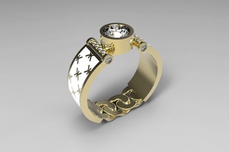 ring 2 bijoux or de l'anneau imprimable le platine d'argent brillant mode beauté bague en diamant la livre sterling les anneaux 3d print model - Mito3D