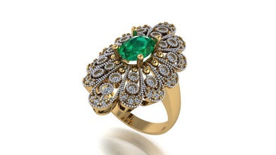ring 2 emerald diamond jewelry gold gem rings 3d print model - Mito3D