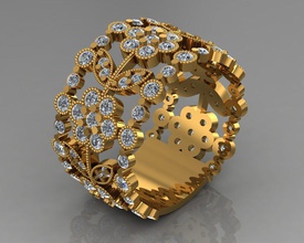 anello di 24 gioielli oro argento diamante gemma stampabile fidanzamento matrimonio la sterlina moda diamanti brillante d'oro disco platino vintag fiori e bellezza brillant gioiello anelli 3d print model - Mito3D