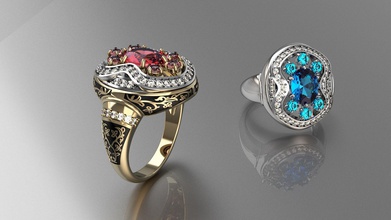 ring 2 dame whith bonus email diamant topas juwel saphir schmuck edelstein brillant amethyst platin brillante stein ringe 3d print model - Mito3D
