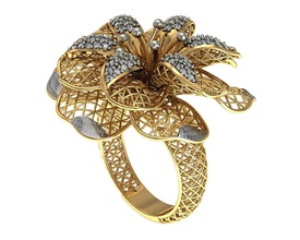 ring 2 lilie diamanten harz direktübertragung rzrady gold schmuck ringe 3d print model - Mito3D