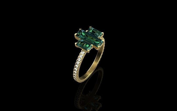 anel 30005 argolas ouro prata branco diamante Casamento noivado joalheria verde pedra imprimível jóia jóias gema brilhante 3D print model - Mito3D