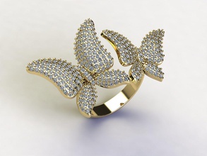 anillo de 31 la joyería joya imprimible el diamante gem brillante moda mariposa animal oro 3dprint 3dmodel hermoso belleza nuevo los anillos 3d print model - Mito3D
